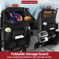 Black foldable car seat back storage bag with built-in storage board and pockets