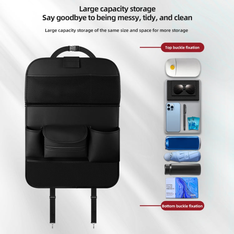 Black car chair back dining table storage bag with large front pockets and top handle