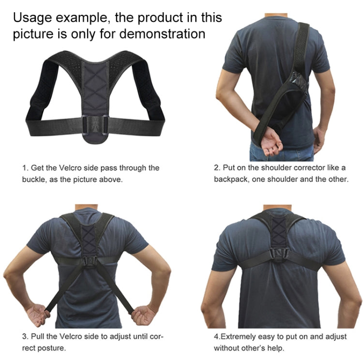 Black posture correction belt with shoulder straps, worn on the back for support