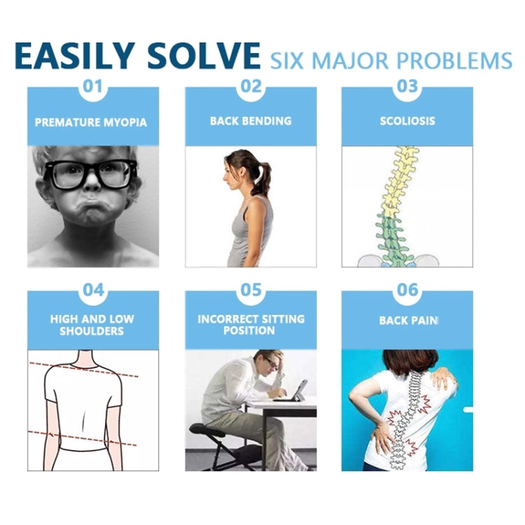 Posture correction belt benefits infographic with posture problem illustrations