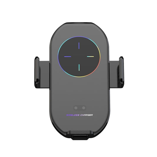 Gray wireless car air outlet phone holder with illuminated charging ring
