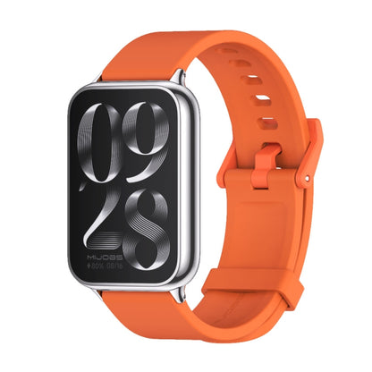 Silicone breathable watch band, orange perforated strap with metal clasp and buckle holes