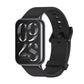 Silicone breathable watch band, black perforated strap with metal clasp and buckle holes