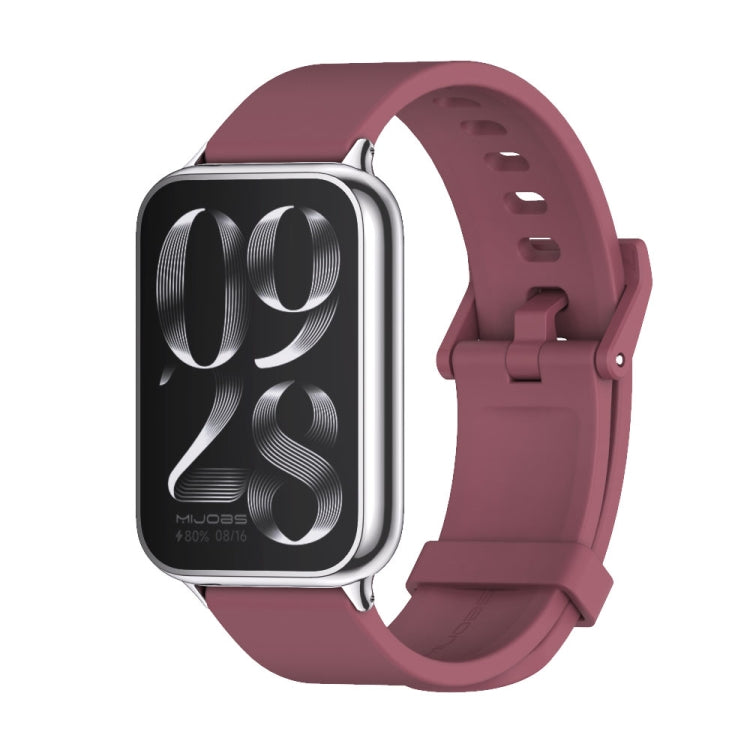 Silicone breathable watch band, wine red perforated strap with metal clasp and buckle holes
