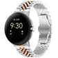 Two-tone stainless steel watch band with black and copper-gold striped link pattern