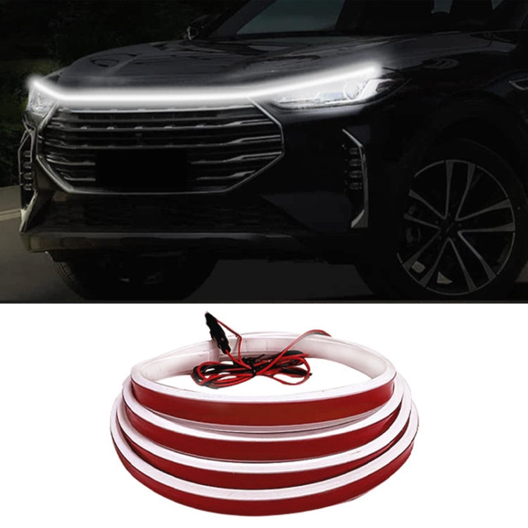 Red LED hood light strip set with wiring harness and mounting clips