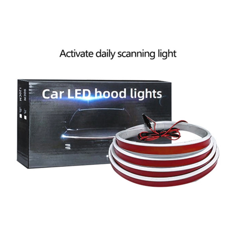 Car LED hood lights kit with red light strip and wiring, shown with product box