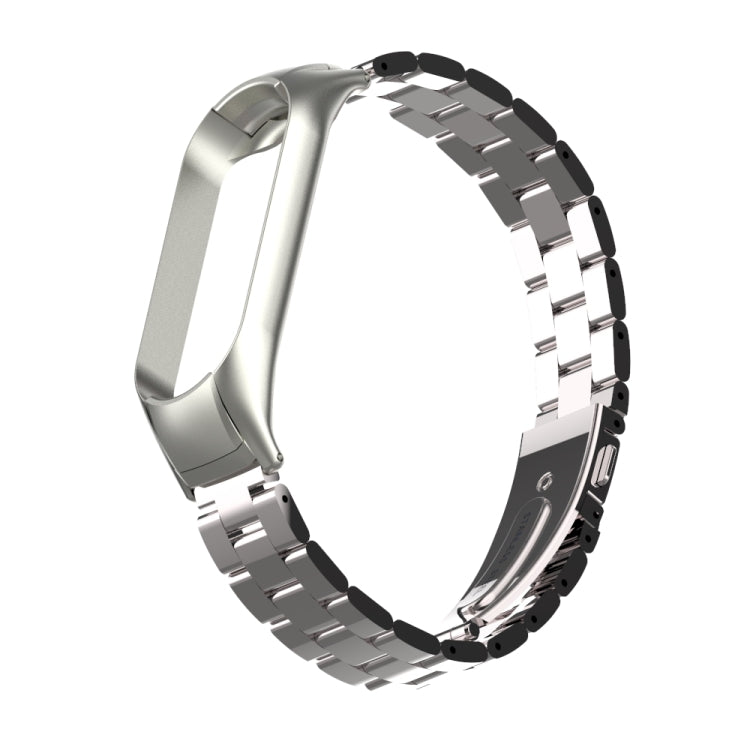 Silver stainless steel double-spring wrist strap with metal link band and clasp
