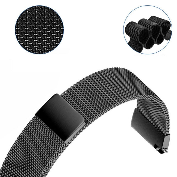 Gray 22mm Milanese magnetic metal watch strap, side view of dual clasps