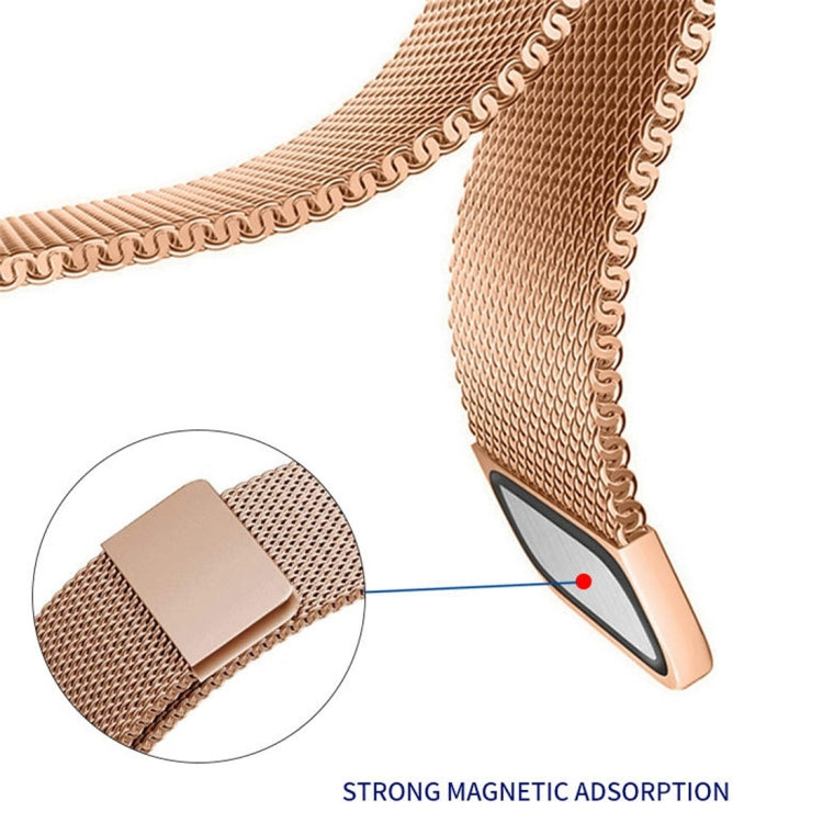 Rose gold Milanese magnetic watch strap with magnetic connector detail