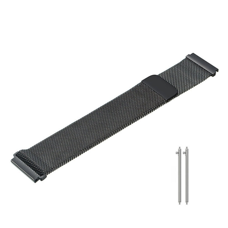 22mm Milanese magnetic metal watch strap, black mesh with buckle and pin set