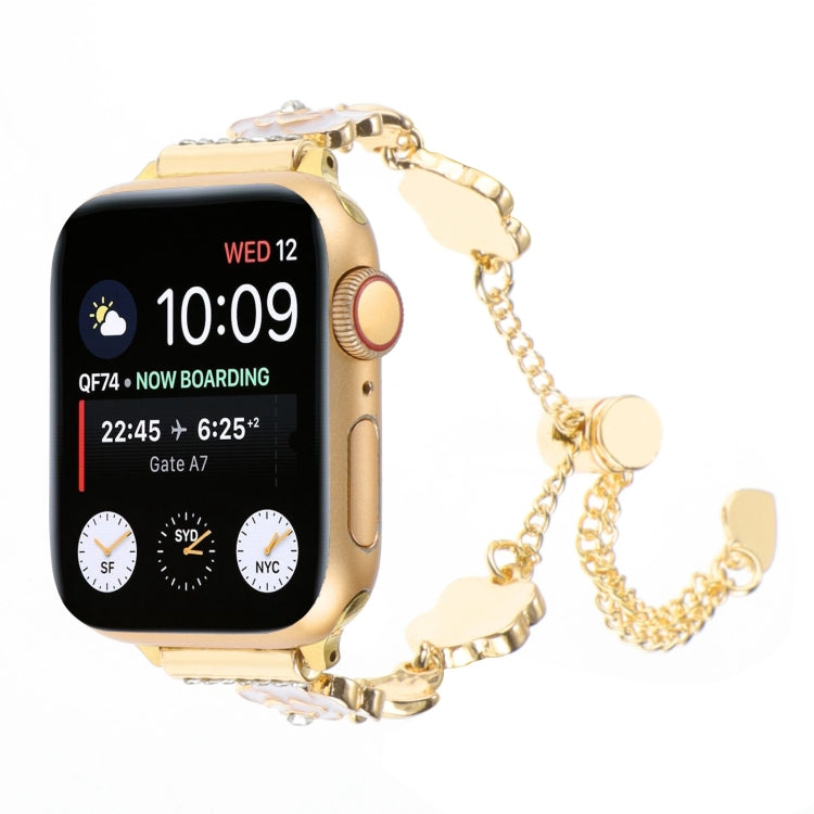 Gold metal chain bracelet watch band for Apple Watch, front watch and band links