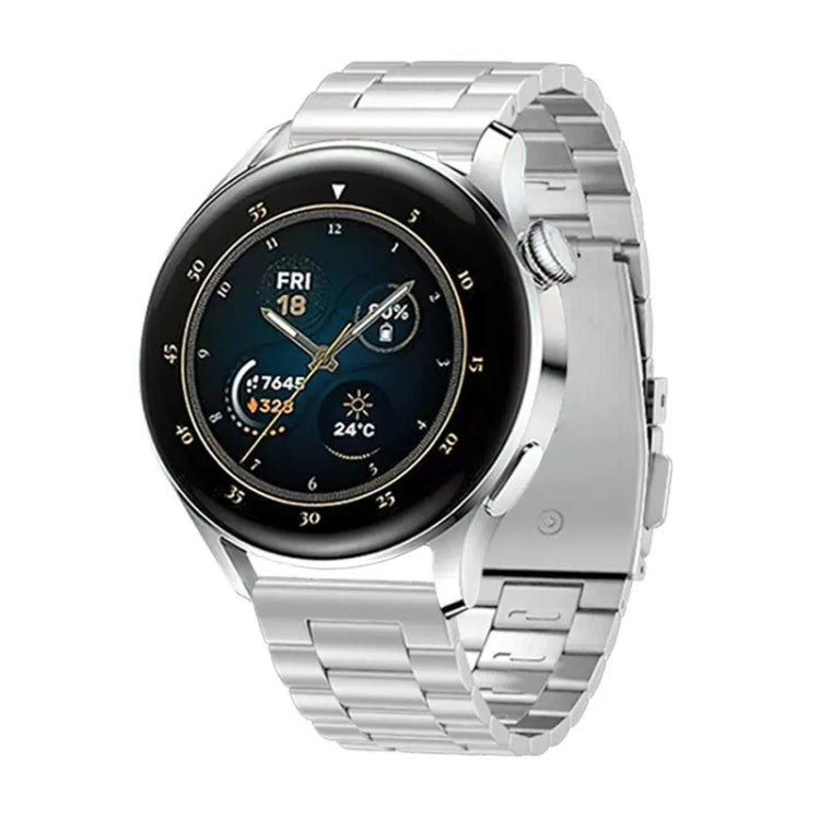 Silver flat-link titanium steel watch band with fold-over clasp