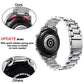 Stainless steel watch band with quick-release spring pins shown on the clasp area.
