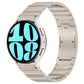 Silver metal watch band with one-bead link design for Galaxy Watch, angled view