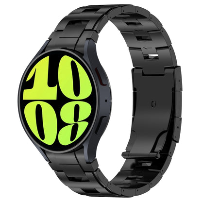 Black titanium metal watch band with button-style link segments