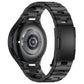 Black titanium metal watch band with button-style link segments, side view