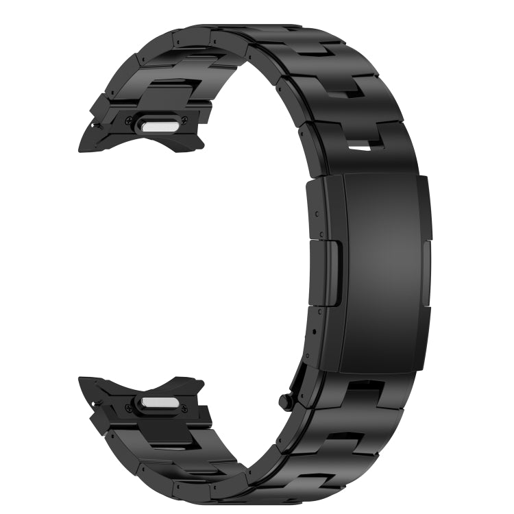 Black titanium metal watch band with button-style links and attachment openings