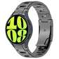 Silver titanium metal watch band with button-style link segments and clasp pieces