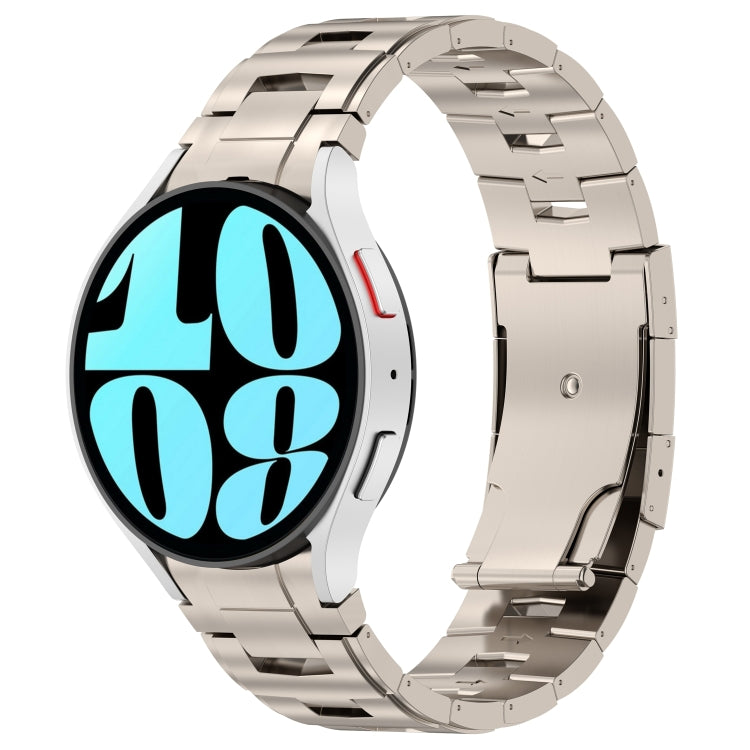Titanium-colored metal watch band with button-style link segments