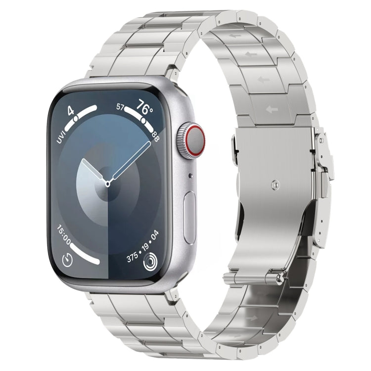 Safety buckle trapezoid stainless watch band with silver link strap for smartwatch