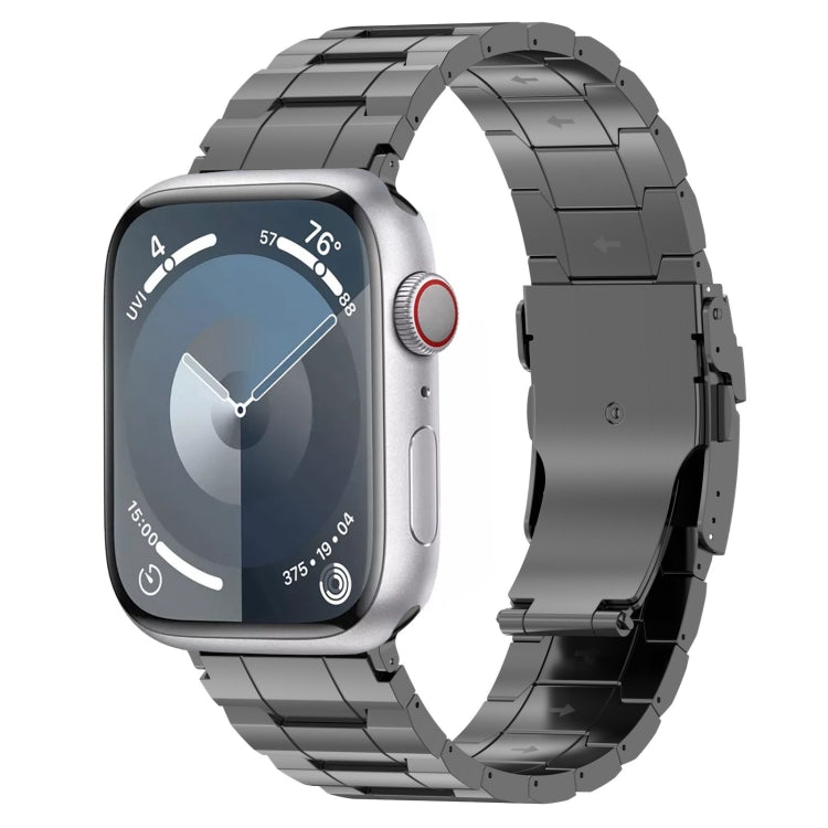 Safety buckle trapezoid stainless watch band with dark gray link strap for smartwatch