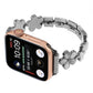 Five-petal flower chain watch band with five-petal charm links, silver tone