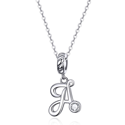 S925 Sterling Silver 26 English Letter Beads DIY Bracelet Necklace Accessories, A, B, C, D, E, F, G, H, I, J, K, L, M, N, O, P, Q, R, S, T, U, V, W, X, Y, Z