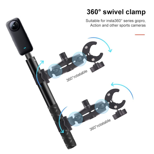 Motorcycle Clamps Handlebar Fixed Mount 3-stage Telescopic Selfie Stick, Double Dual-heads Crabs 3-stage Selfie Stick, Dual-heads Crab & Single Heads 3-stage Selfie Stick, 2 x Dual-heads Crab 1 x Single Heads