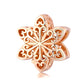 Rose gold snowflake charm bead with filigree cutouts, for DIY bracelet or necklace