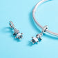 Sterling silver boy charm bead with rhinestone spacer on bracelet chain