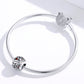 Sterling silver snake bracelet with January charm bead and rhinestone cat accent