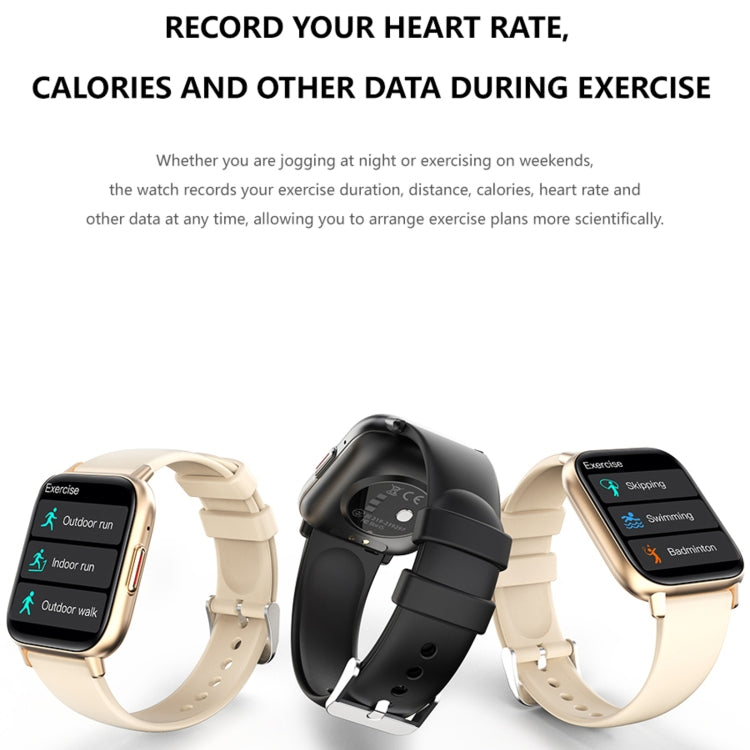 Smart sport watches in black, white, and beige colors with fitness screens