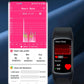 Smartwatch bracelet showing heart rate chart and recent bpm on screen
