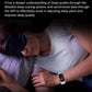 Smartwatch bracelet worn on wrist with sleep tracking screen display