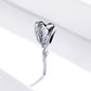 Sterling silver tulip charm bead with ridged tulip top and dangling stem