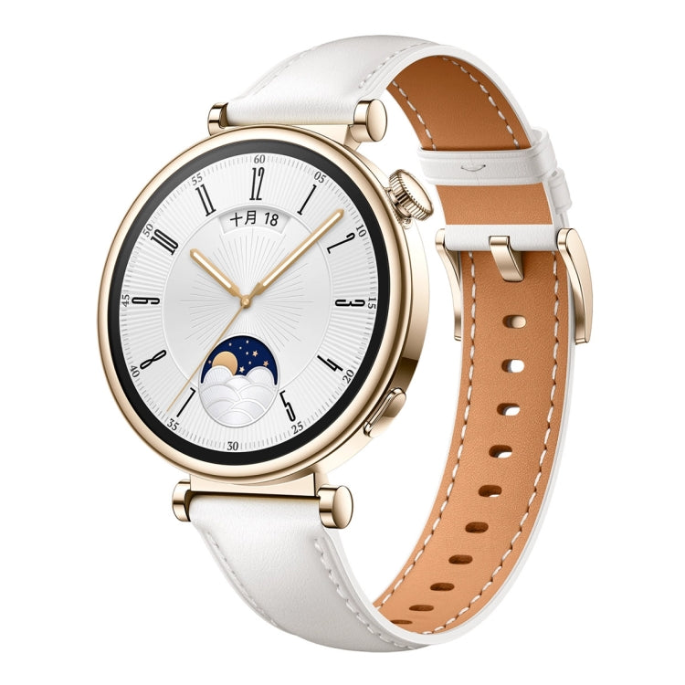Genuine leather watch band, white with tan lining, perforations and metal clasp
