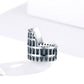 Sterling silver Colosseum charm bead with oxidized facade and open top cutouts