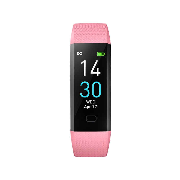 Pink fitness tracker smart bracelet with rectangular black display face