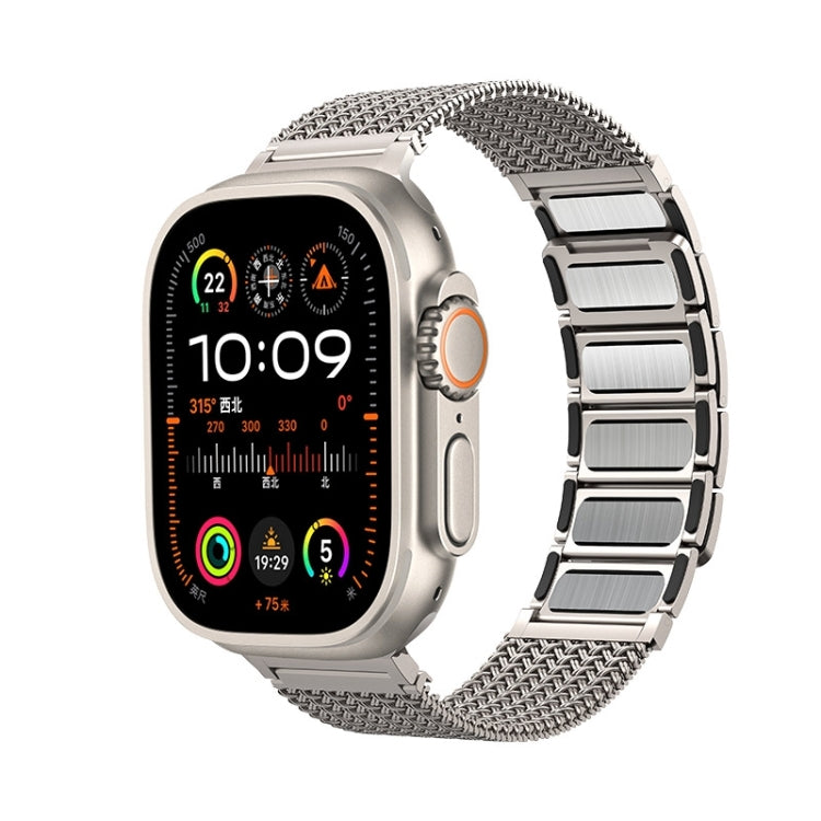 Silver stainless braided mesh watch band with magnetic clasp, for Apple Watch