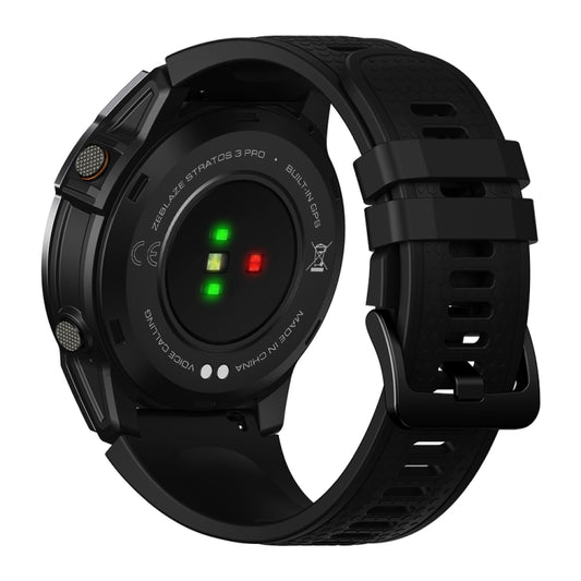 Black sports smartwatch side view with indicator lights on the dark watch face