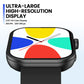 Black voice-calling smartwatch close-up with colorful screen and rounded bezel