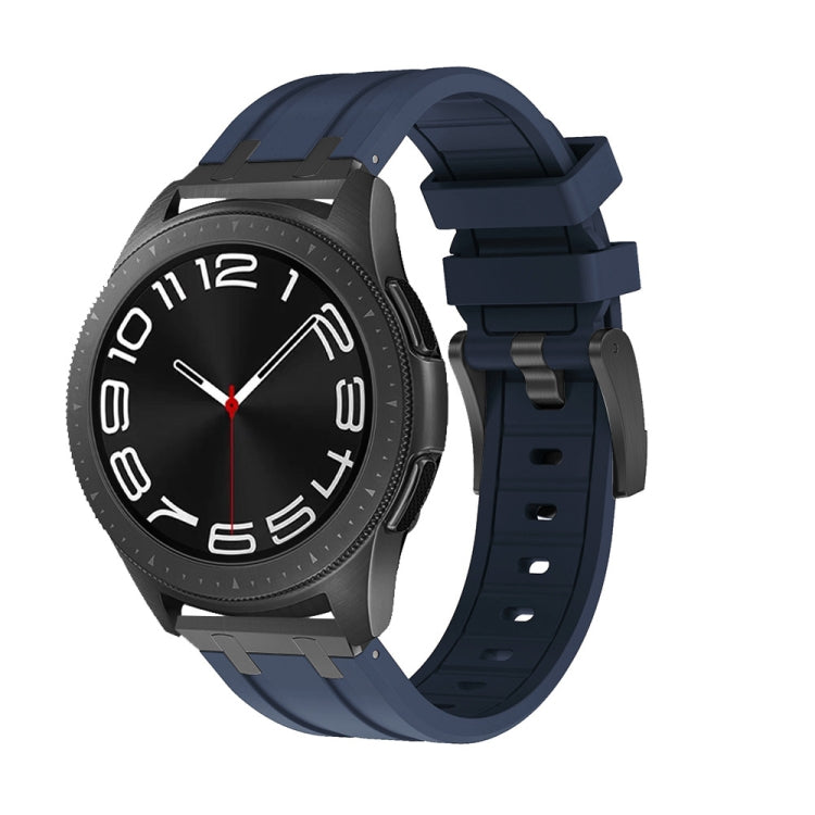 Smartwatch with navy silicone band and black case