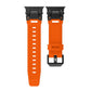 Orange TPU watch band shown with its buckle and adjustment holes