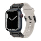 Explorer TPU watch band in starlight with black connectors, shown on an Apple Watch.