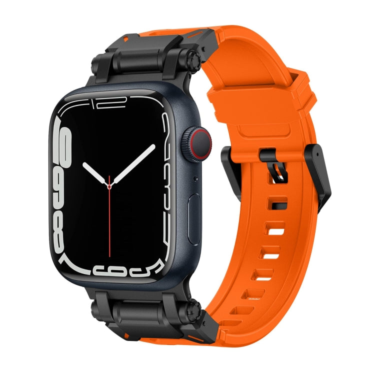 Apple Watch with orange TPU band and black connectors