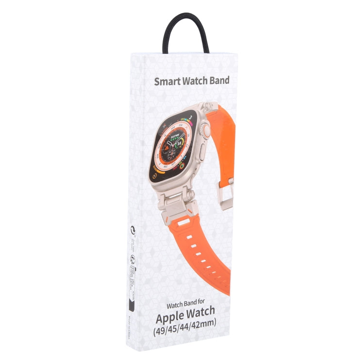 Explorer TPU watch band retail box featuring an orange band and watch.