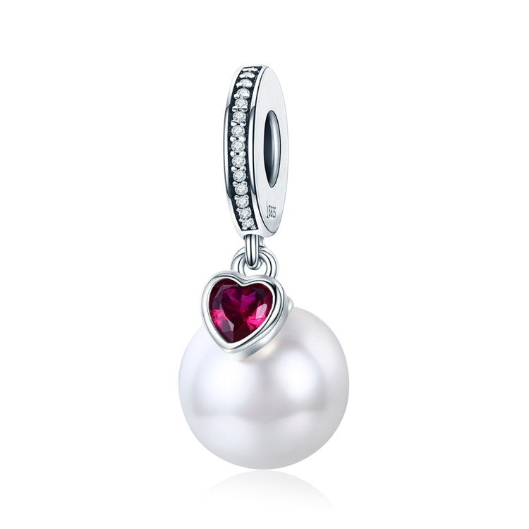 S925 sterling silver charm with pearl and heart pendant
