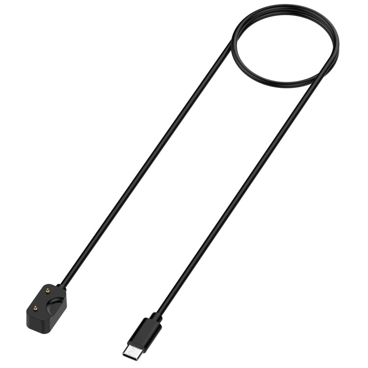 Black Galaxy Fit 3 USB-C charging cable with looped cord and two-pin watch connector