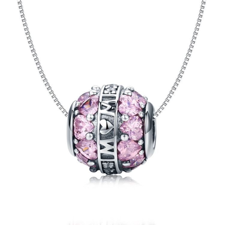 Sterling silver pendant necklace with pink crystal bead charm